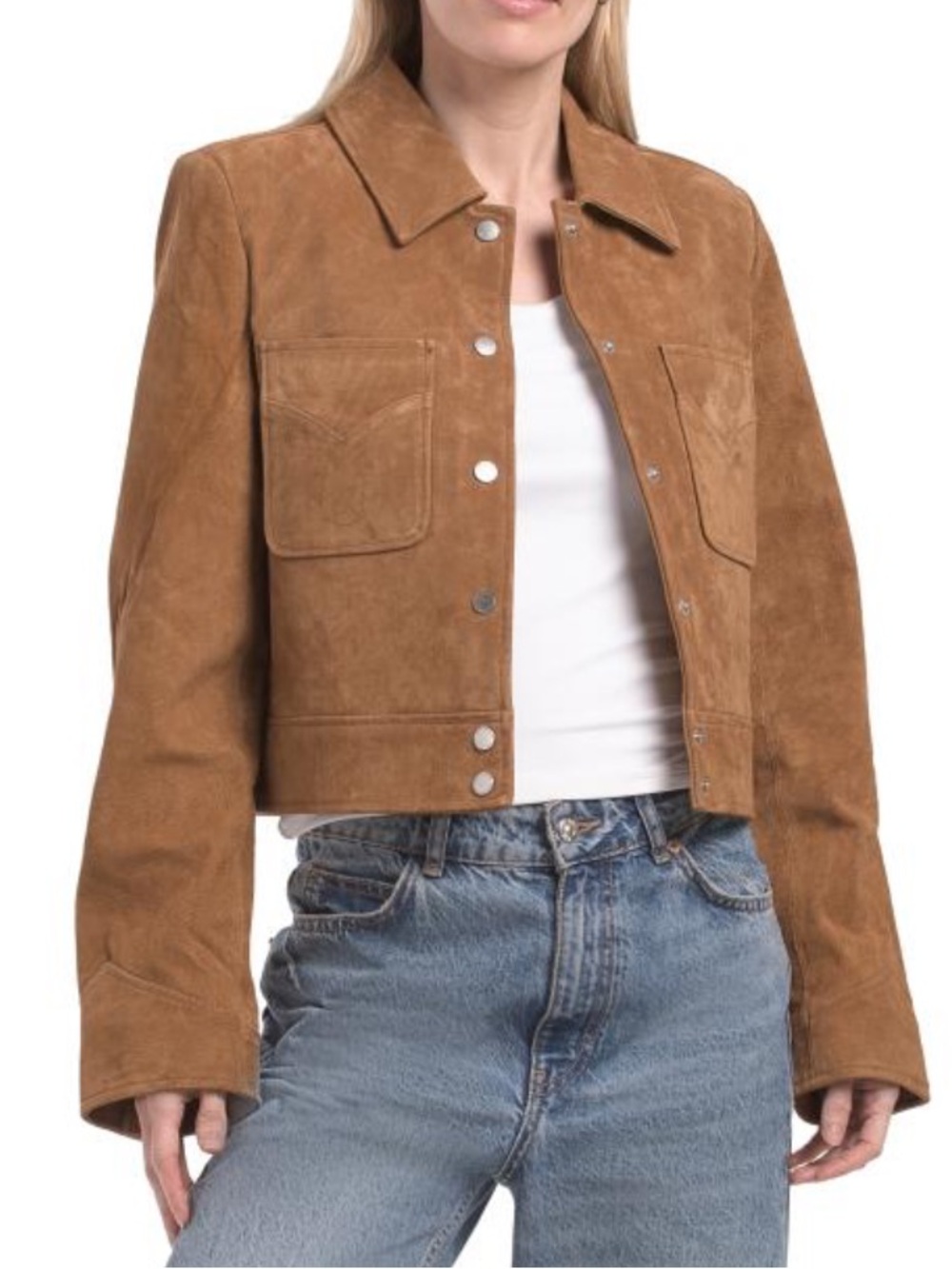 Avec Les Filles Women’s Cropped Suede Jacket